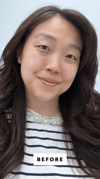 Allure contributing writer Christa Joanna Lee before applying the Ilia Sun Serum Mineral Sunscreen SPF 50