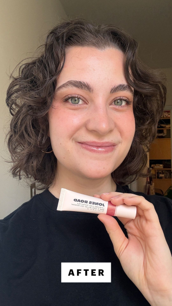 Allure senior commerce editor Sarah Felbin after applying the Jones Road Lip Recharge